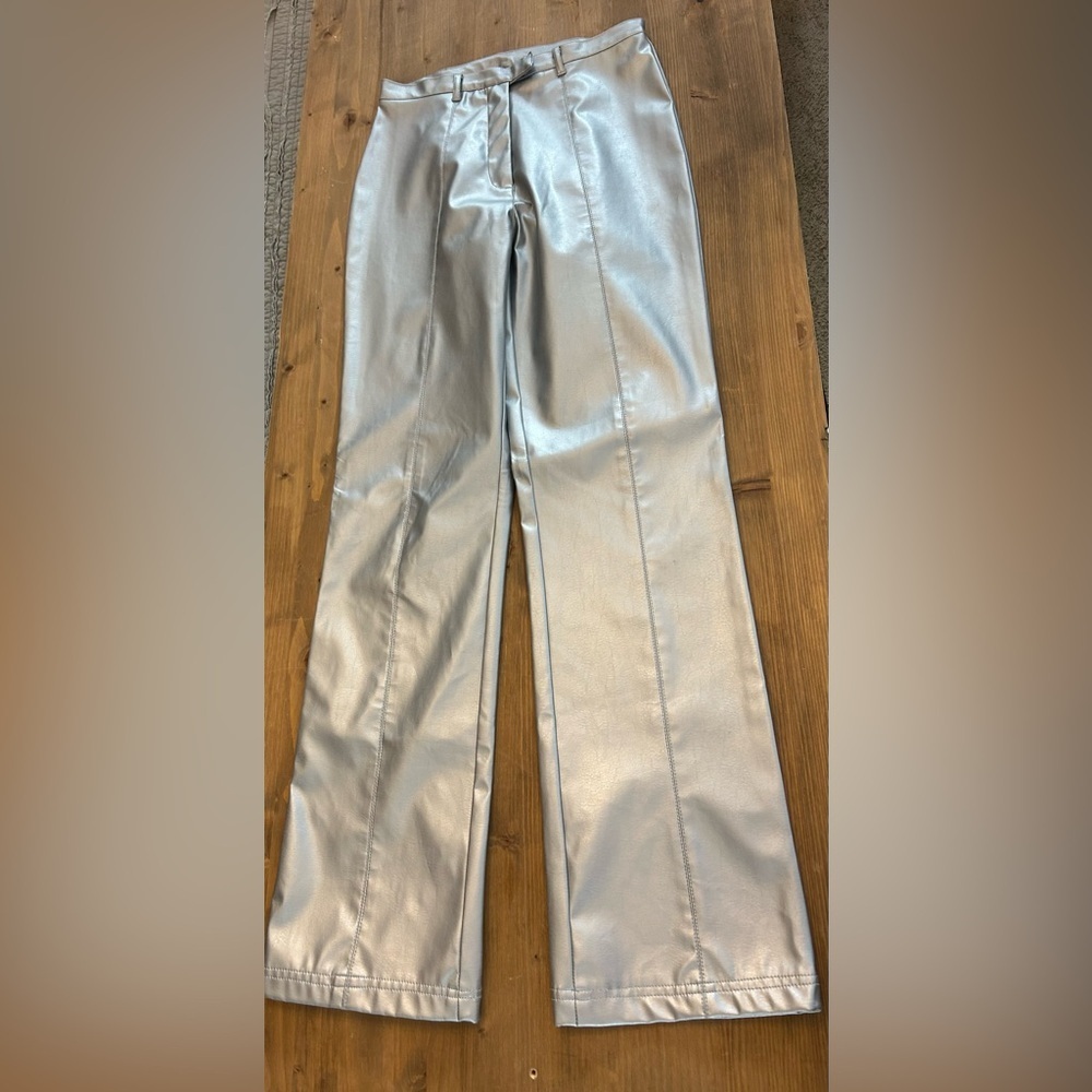NWOT Y2K Rave4Real Silver Rave Retro Metallic Womens Pants Girl’s Night Out Sz 6 - Picture 8 of 10